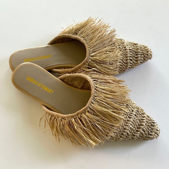 SARAH STEWART Eliza Raffia Handcrafted Mules Size 9 NWT - Picture 12 of 12